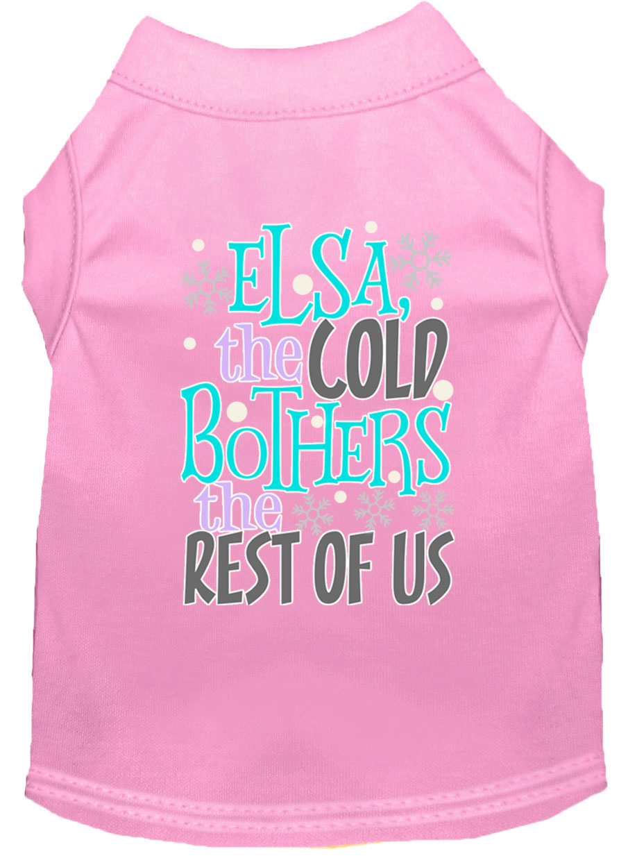 Elsa, the Cold Screen Print Dog Shirt Light Pink Lg